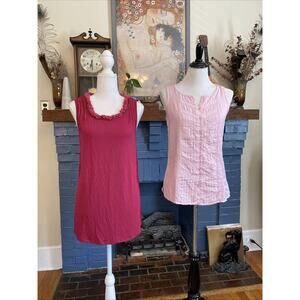Soft Surroundings XS Tunic Tank Tops Lot of 2 Cotton Eyelet Pintuck Boho Cottage